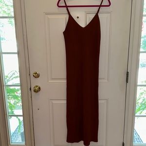 Sleeveless Maxi Slip Dress in Deep Brown